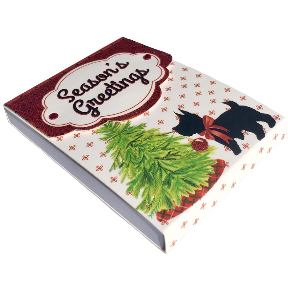 Punch Studio Scottie Dog Embellished Mini Pocket Notepad, Season Greetings 90418